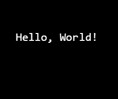 Javaプログラムを実行した際に、黒い画面（コンソール）に「Hello, World!」と白文字で表示された実際の出力結果画面